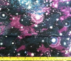 Tina Scrap 9"x21" Glitter Space Galaxy Stars Silver Planets NASA Cotton Fabric - Picture 1 of 1