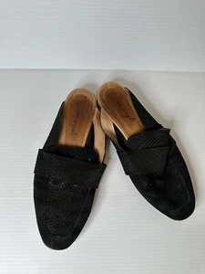 Free People Austin Black Perforated Suede Slide Mules Size 9.5 41 - Picture 1 of 6