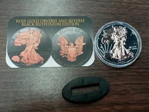 2021 BLACK RUTHENIUM 1oz .999 Fine Silver American Eagle Coin - ROSE GOLD - Picture 1 of 7