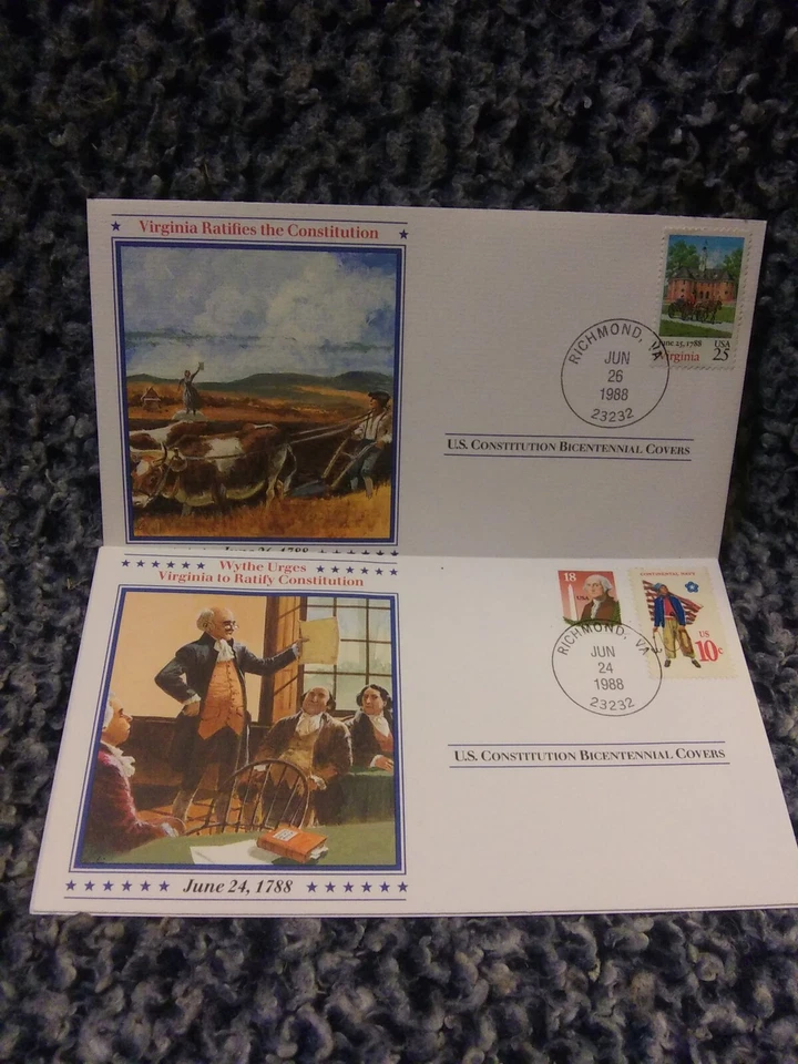 2 U. S. CONTITUTION BICENTENNIAL COVERS VIRGINIA 1988 - Image 1 of 4