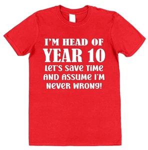 Camiseta Jefe de Año 10 Escuela Maestro Regalo Personal Escolar Presenta Agradecimiento - Imagen 1 de 3