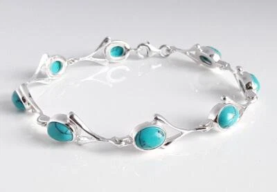 Türkis Armband Silber 925 19 - 21cm  elegantes Armband echt Sterlingsilber gz265 - Bild 1 von 4