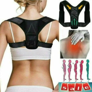 Posture Corrector Back Body Brace Adjustable Lumbar Shoulder Spinal Support Belt - Picture 1 of 12