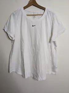 Nike Essential Shirt Womens Plus Size 1X White Center Swoosh Embroidered Logo - Picture 1 of 15