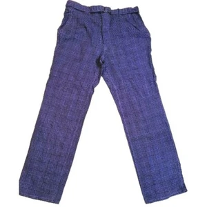 Vintage 80's French Workwear Purple SANFOR BP Sailer Plaid Flannel Pants Women's - Picture 1 of 7