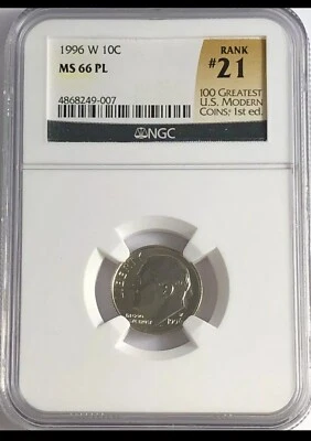 1996w Roosevelt Anniversary 10c Dime MS66 PL(Proof Like) #21 Of 100 GMC 1st Ed. - Image 1 of 3