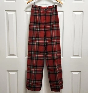 Pantalones de Tartán Vintage Thermo Jac Cintura Alta Pierna Recta Rojo a Cuadros 7/8 - Imagen 1 de 7