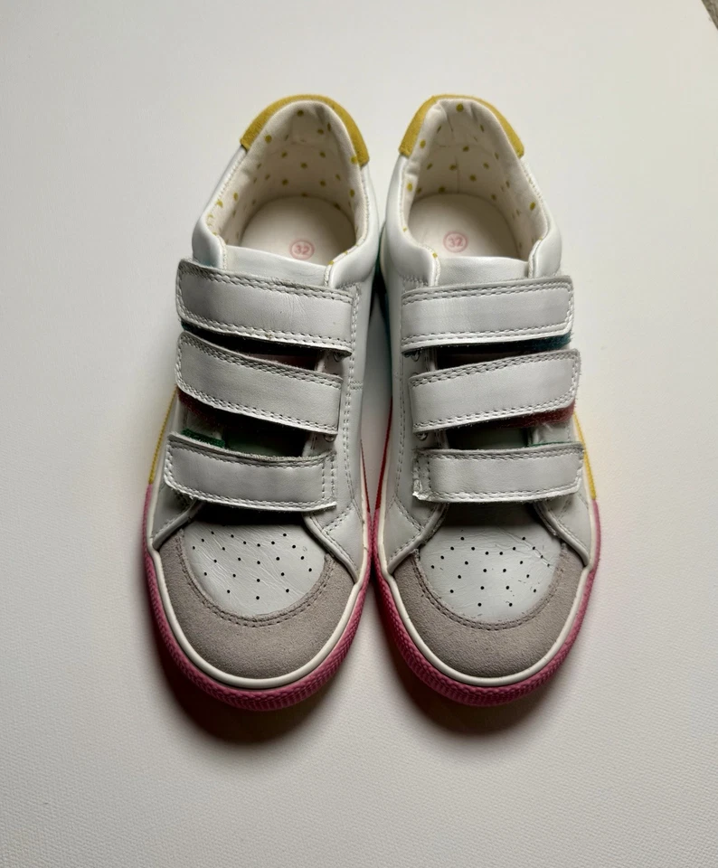 Mini Boden Shoes : Leather Sneakers/Trainers Rainbow (EU Size 32, US Kid Size 1) - Image 1 of 4