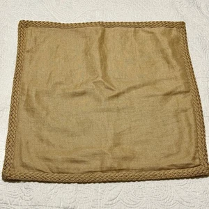 Pottery Barn Pillow Cover 100% Linen Wheat 20" X 20" Burlap Trim - Picture 1 of 6