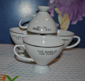 VTG Set/4  TEA CUP THE QUEEN of the FLEET  USS Los Angeles CA-135 US NAVY Japan - Picture 1 of 7
