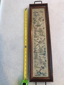 ANTIQUE CHINESE FORBIDDEN STITCH EMBROIDERY EMBROIDERED PANEL / SERVING TRAY - Picture 1 of 8