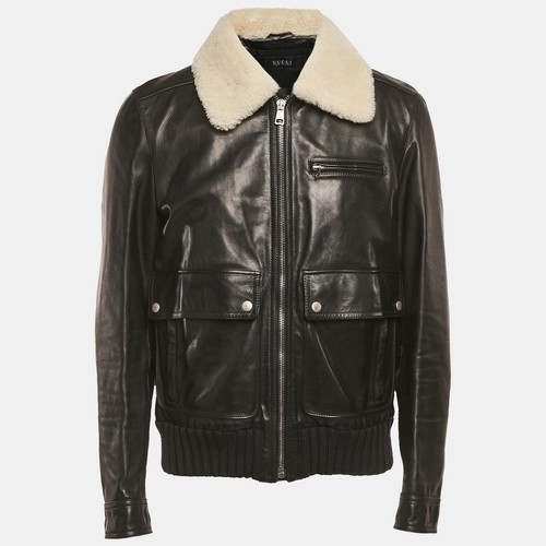 Gucci Giacca Bomber Pelle Shearling Nero XL