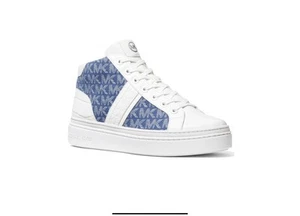 MICHAEL MICHAEL KORS Womens Blue Canvas Chapman Platform Sneakers Shoes 10 - Picture 1 of 3