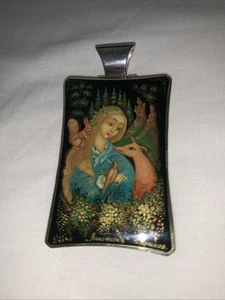 Medallion Angel With Animals Silver 925 - Picture 1 of 8