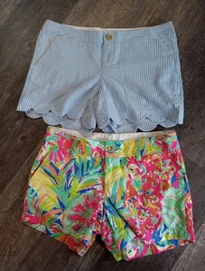 Lilly Pulitzer Size 6 Shorts Lot. EUC. 1 Scalloped, 1 Tropical - Picture 1 of 21