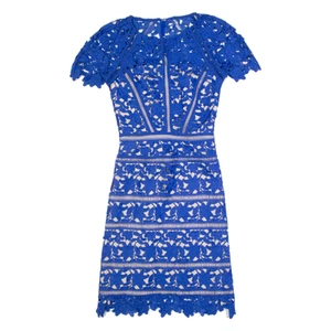 REISS Mujer Lápiz Vestido Azul Encaje Manga Corta Midi GB 4 - Imagen 1 de 6