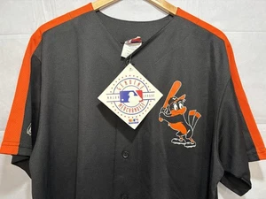 Vintage Baltimore Orioles Jersey Majestic Black Men’s Large New Old Stock Button - Picture 1 of 9