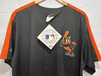 Vintage Baltimore Orioles Jersey Majestic Black Men’s Large New Old Stock Button - Image 1 of 4
