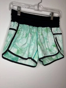 LULULEMON Speed Up Shorts Womens XS Mint Black Pullon Pocket Built-In Brief - Picture 1 of 6