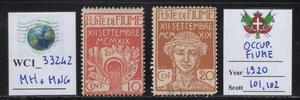 WC1_33242 ITALIENISCHE BESETZUNG: FIUME. Paar Briefmarken 1920. Sc. 101,102. MH & MNH - Bild 1 von 1