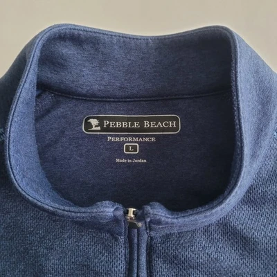 Pullover de golf tenis Pebble Beach 1/4 cuarto cremallera para hombre grande azul rendimiento  Foto 1 de 4