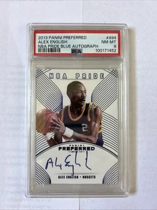 2013-14 Panini Preferred NBA Pride Alex English Auto Blue /15 #494 PSA 8 - Picture 1 of 3