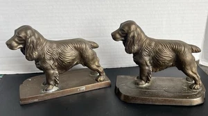Frankart Brass English cocker Spaniel Dogs Metal Bookends Rare Antique Set Pair - Picture 1 of 8