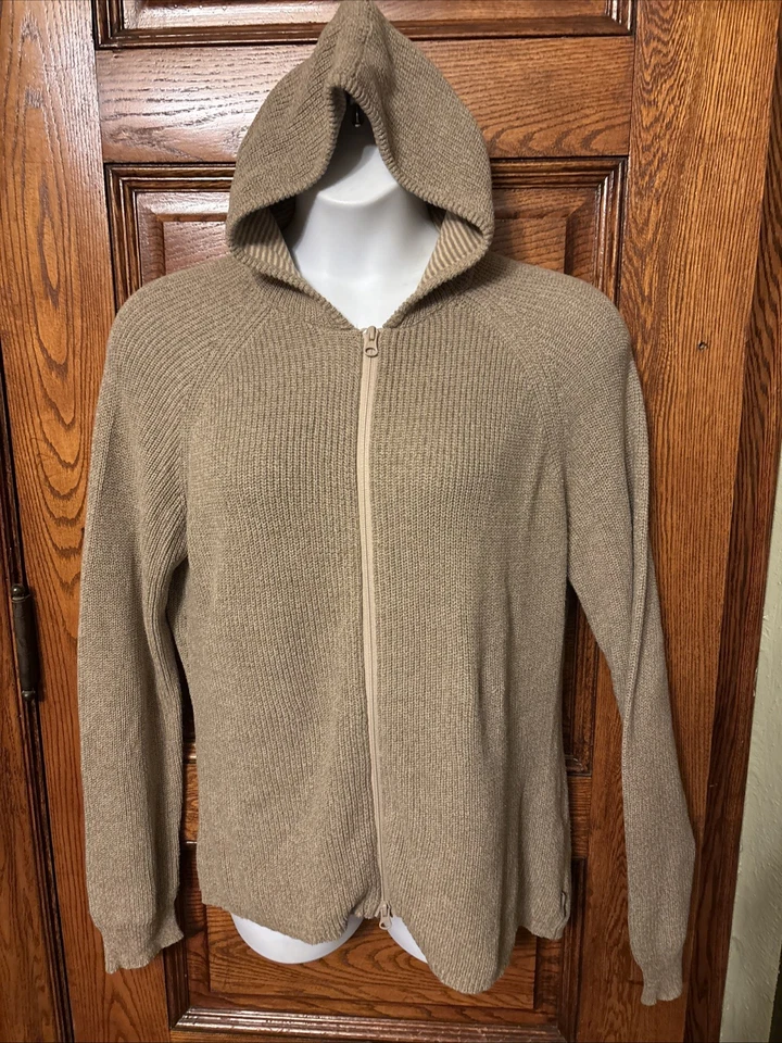 WOOLRICH Mujer 100% Algodón, Suave Caqui Brezo, Cremallera Completa Sudadera con Capucha SUÉTER, XL Foto 1 de 4