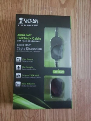 Turtle Beach Xbox 360 Talkback Cable With Foam Windscreen 1.1M/3.6FT Sealed NEW - Image 1 of 4