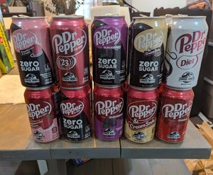 Jurassic World Rebirth Dr Pepper SET of 10/11 Cans - Picture 1 of 1