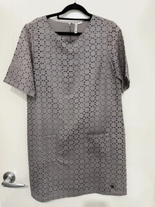 Lee Cooper T Shirt Dress With Pockets In Grey Faux Suede Laser Cut Outs Size 12 - Picture 1 of 5
