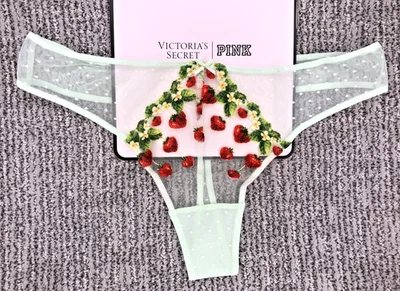 Victoria's Secret Dream Angels NWT Large Green Strawberry Embroider Thong Panty - Image 1 of 4