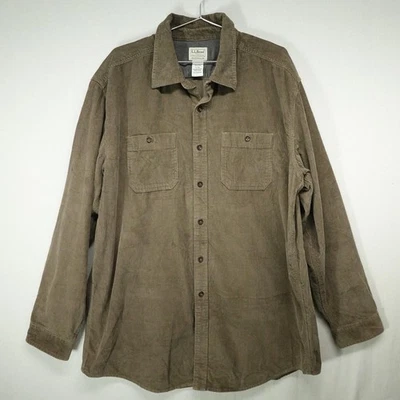 LL Bean Corduroy Shirt Mens XL Tall Brown Button Front Long Sleeve - Image 1 of 4