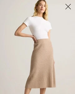 NWOT! Quince Mongolian Cashmere Oatmeal Midi Skirt! Sz. S! (A92)(READ) - Picture 1 of 11