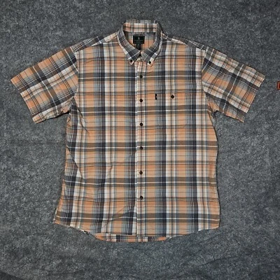 G H Bass Shirt Mens XL Plaid Orange Gray Hiking outdoor active fishing pocket - Image 1 of 4