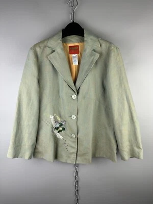Vintage Rare Kenzo Jungle Linen Woven Embroidered Floral Blazer Jacket Sz 40 / M - Image 1 of 4