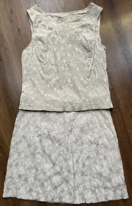 Women's Wrapper 2pc Skirt & Top Career OutFit Sz11/12 Beige Floral Print Cropped - Picture 1 of 10