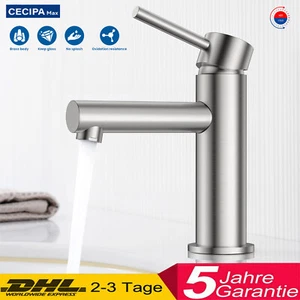 Waschtischarmatur Wasserhahn Waschbecken Bad Armatur Einhebelmischer Edelstahl  - Bild 1 von 16