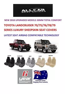 Sheepskin Car Seatcovers to fit Toyota Landcruiser 70-79 Series Airbag safe - Picture 1 of 10