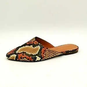 Madewell Mujer Mula Remi Serpiente Cuero Especiado Sidra Tacón Plano 7.5 NUEVO - Imagen 1 de 10