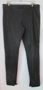 Akris Leather Pants  Lamb Black Sz US 14 Slit Ankles Invisible Side Zipper - Picture 1 of 11