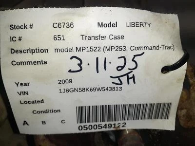 Used Transfer Case Assembly fits: 2009 Jeep Liberty model MP1522 MP253 Command-T Foto 1 de 4