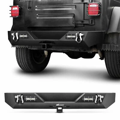 Nilight Rear Bumper for 1987-2006 Jeep Wrangler TJ&YJ Hitch Receiver & LED Light - Image 1 of 4