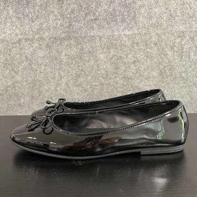 Cole Haan Yara Ballet Flat Womens 7.5B Black Patent Leather Bow Square Toe Shoe - Image 1 of 4
