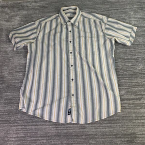 KUHL Shirt Mens Large Button Up Short Sleeve Striped Cotton Blend Hiking - Picture 1 of 11