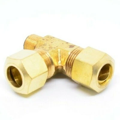 3/8 Tube OD Compression to 1/8 Male Npt Run Tee Fitting Adapter HVAC Air - Image 1 of 4