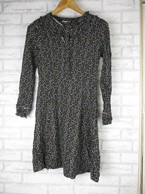 Hi there from Karen Walker 8 black yellow white floral print longsleeves ruffle - image 1 of 4