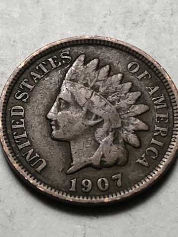 1907 Indian Head Cent in Average Circulated Condition   Lot  V73 Cover