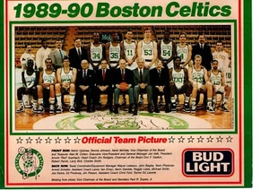 VINTAGE ORIGINAL 1989 1990 BOSTON CELTICS 8.5X11 TEAM PHOTO BIRD PARISH PINCKNEY - Picture 1 of 2