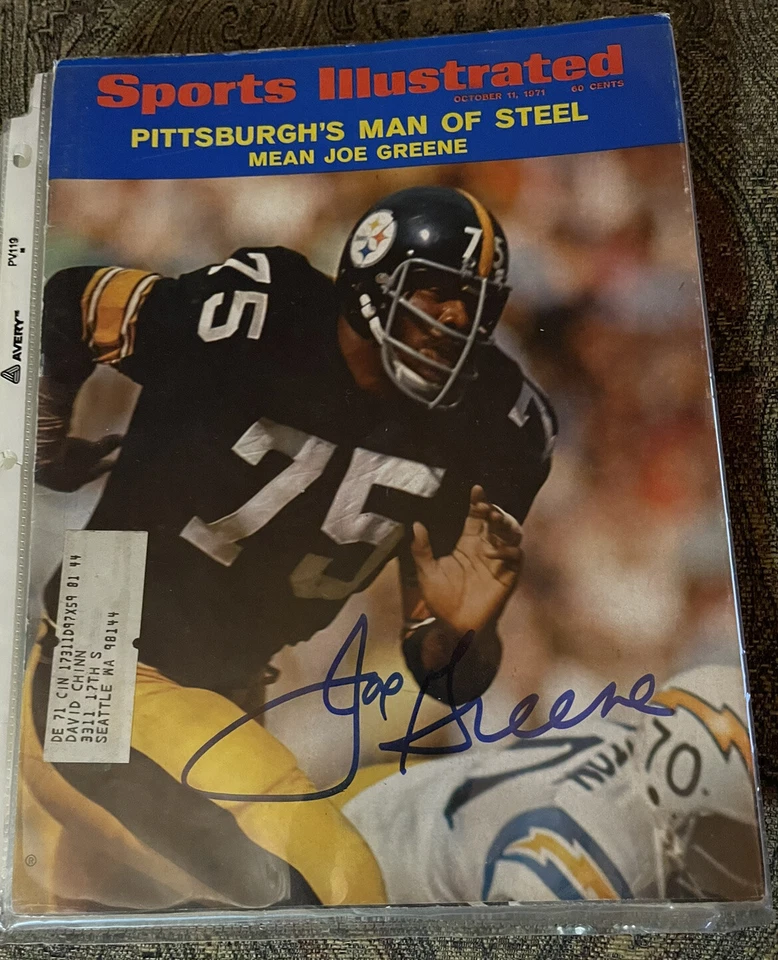 SPORTS ILLUSTRATED OCTOBER 11, 1971 MEAN JOE GREENE STEELERS  -Signed - Image 1 of 4